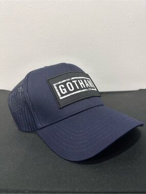OTTO GOTHAM STYLE NAVY BLUE BOXING CAP WITH MESH BACK.
